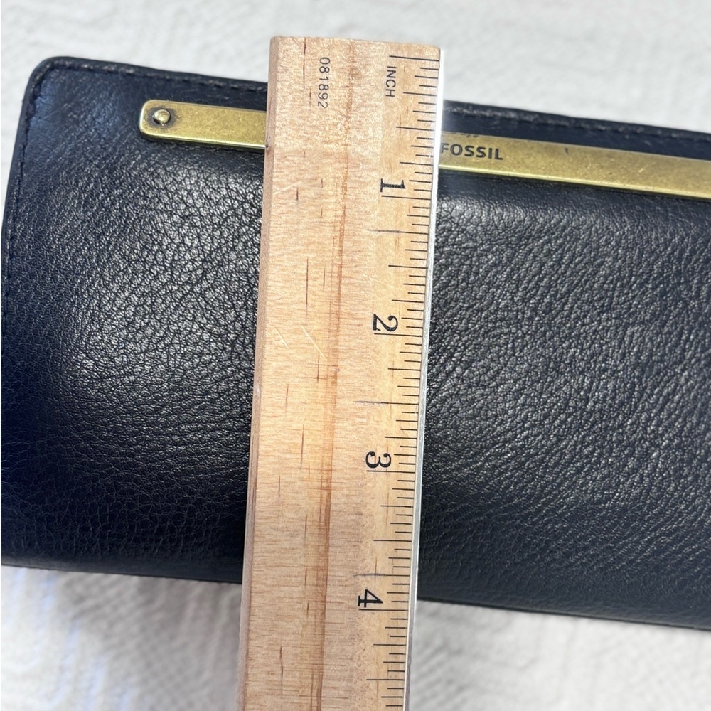 Fossil Black Leather Wallet with Gold Accent - Picture 11 of 12